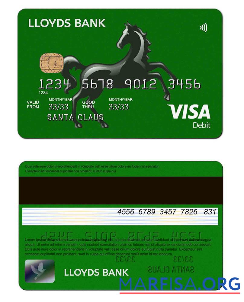 Realistic United Kingdom Lloyds credit card visa download for verification